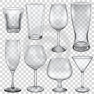 Transparent empty glasses and stemware