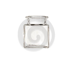 Transparent empty jar isolated over white
