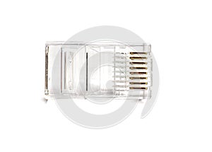 Transparent ethernet internet rj-45 connector isolated on white