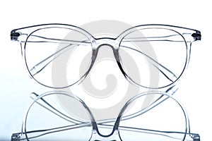 Transparent fashionable modern glasses for vision closeup photo