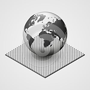 Transparent fragile Earth vector illustration. Environmental protection. 3d planet icon. World map.