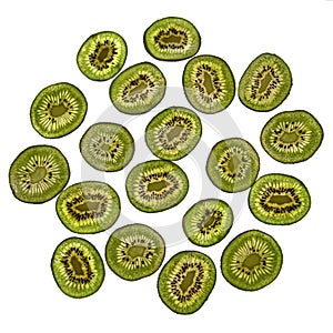 Slices of kiwi on the lumen photo