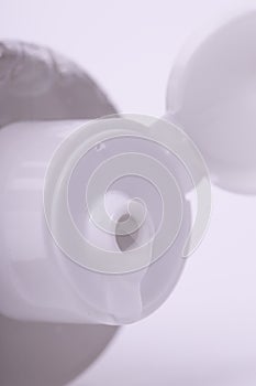 Transparent gel from a transparent tube. Cream advertisement.