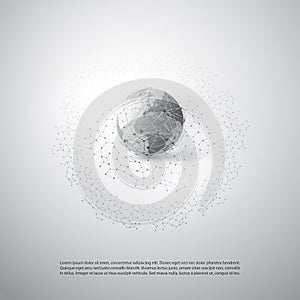 Transparent Geometric Mesh and Earth Globe - Modern Style Cloud Computing and Telecommunications Concept Design