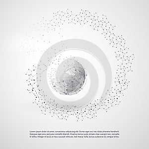 Transparent Geometric Mesh and Globe - Modern Style Cloud Computing and Telecommunications Concept Design