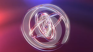 Transparent gimbal made of glass. Balance or 3D motion concepts. 3D rendering photo