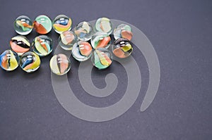 Transparent glass balls on a gray background