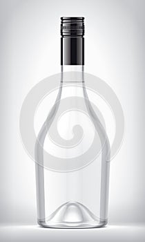 Transparent Glass Bottle on background.