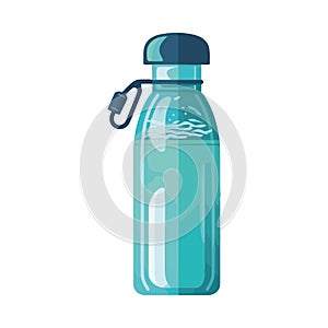 Transparent glass bottle with fresh purified water