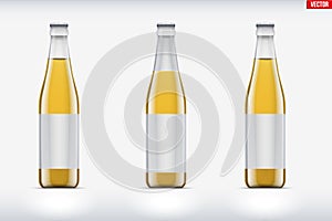 Transparent glass bottle set mockup