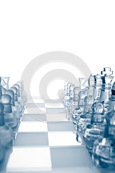 Transparent glass chess pieces