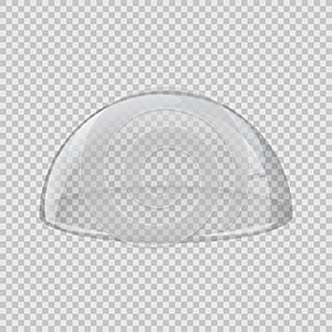 Transparent glass cover. Vector hemisphere isolated on transparent background.