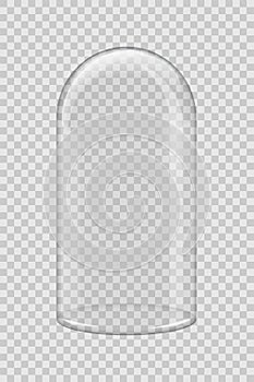 Transparent glass cover. Vector vertical dome isolated on transparent background. photo