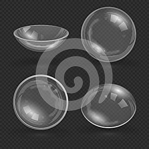 Transparent glass eye contact optical lens isolated vector illustration