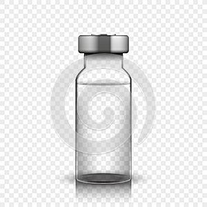 Transparent glass medical vial, vector illustration