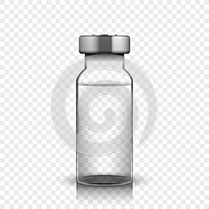 Transparent glass medical vial, vector illustration photo