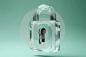 Glass padlock on a green background