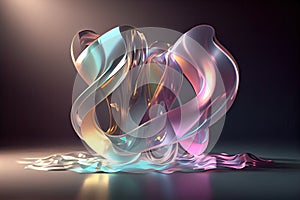 Transparent glass ribbon. Curved wave in motion.