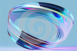 Transparent glass ribbon. Curved wave in motion.