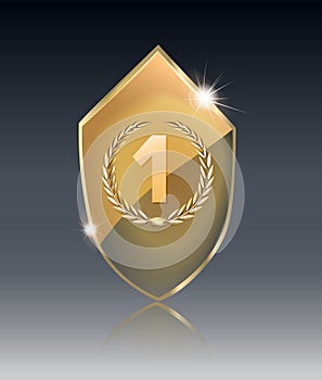 Transparent glass shield, vector illustration . Realistic 3D design. Vector transparent object .