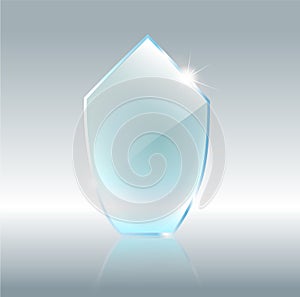 Transparent glass shield, vector illustration . Realistic 3D design. Vector transparent object .