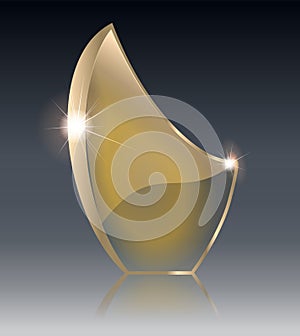 Transparent glass shield, vector illustration . Realistic 3D design. Vector transparent object .