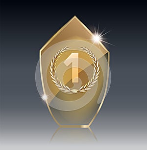 Transparent glass shield, vector illustration . Realistic 3D design. Vector transparent object .