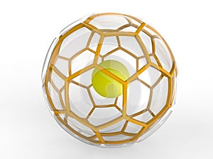 Transparent glass sphere - hexagonal mesh