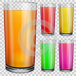Transparent glasses with opaque colored juice