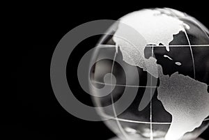 Transparent globe with black background