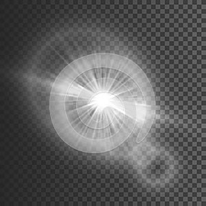 Transparent glow light effect. Star burst with sparkles. White glitter. Vector illustration