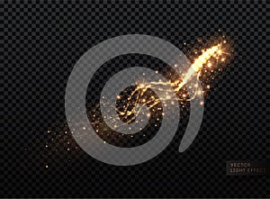 Transparent Golden Glow light effect. Copper lights effects. Sparkle and glitter. Vector illustration