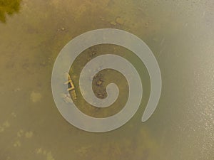 Transparent green bottom of the lake