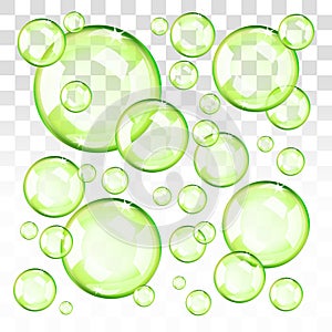 Transparent green bubbles with transparent background