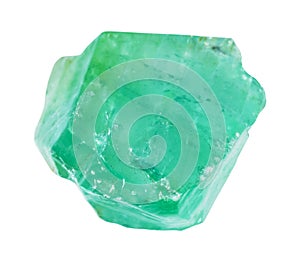 transparent green calcite mineral isolated