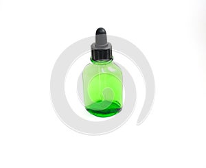 Transparent green glass bottle with dropler