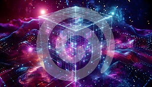 Sci-Fi Cube: Transparent holographic data cube in space