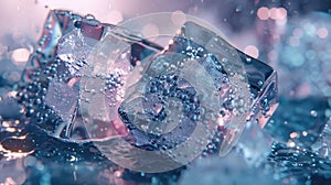 Transparent ice cubes, close up view. Chill backdrop