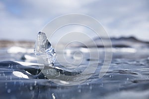 Transparent Ice floe. Winter Baikal lake