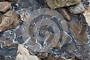 Transparent ice and gravel