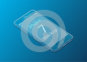 Transparent iPhone 7 template with blue background and gradient