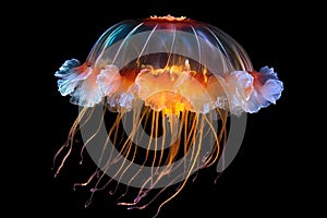 transparent jellyfish with a vibrant illuminated core