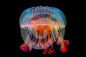 transparent jellyfish with a vibrant illuminated core