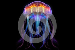 transparent jellyfish with vibrant illuminated pattern