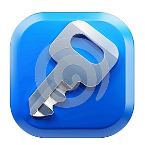 Transparent Key Icon, A 3D Representation of Access and Security