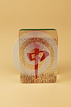 Transparent large red dragon mahjong tile