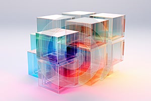 Transparent layers Disperse cube not too many abstract background. ai generative