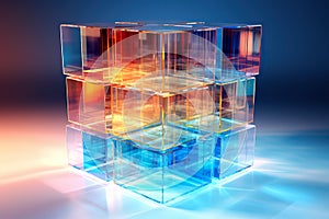 Transparent layers Disperse cube not too many abstract background. ai generative