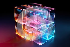 Transparent layers Disperse cube not too many abstract background. ai generative