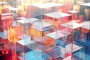 Transparent layers Disperse cube not too many abstract background. ai generative